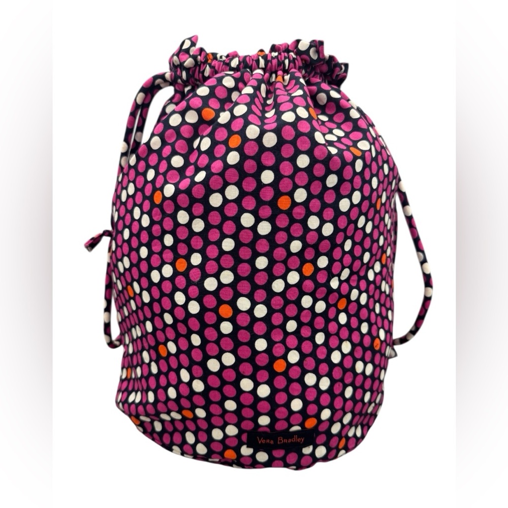 Vera Bradley Ditty Bag in Doodle Polka Dot Patter Drawstring Closure